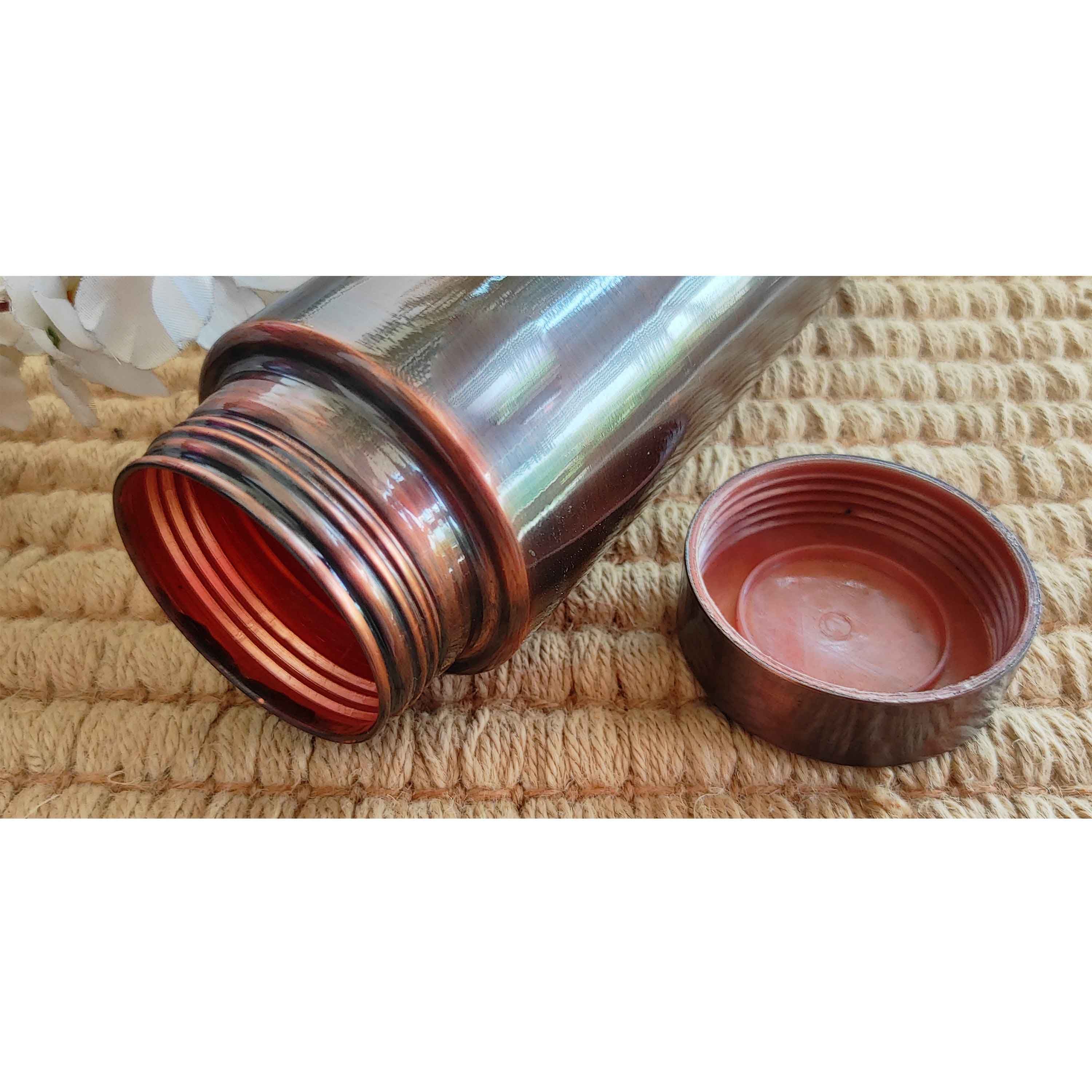 Pure copper bottle with lacquer coated finish and straight shape, darkfinish - 800 ML 084